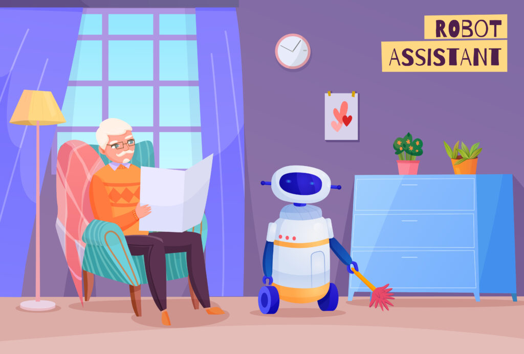 Elderly Man Robot Helper